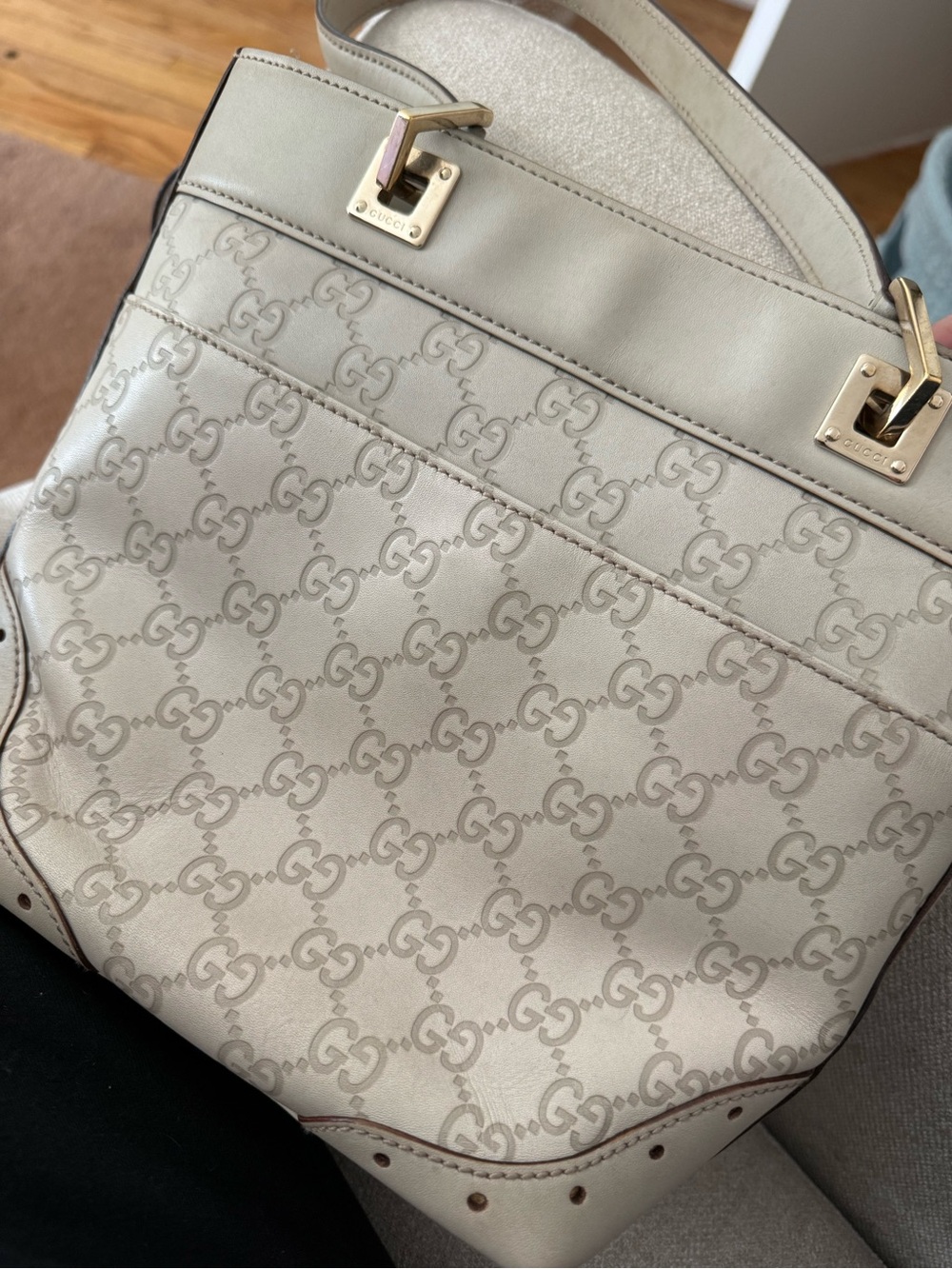 Gucci Guccissima Punch Tote Ivory Cream Gold Hardware - Picture 3 of 8